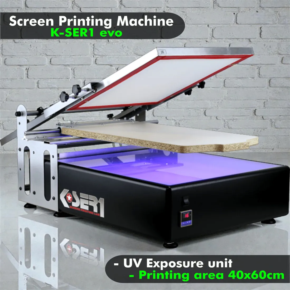 Machine sérigraphie professionnelle vue supérieure